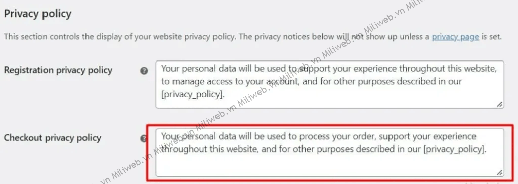 Tùy Biến Privacy Polycy Trong Trang Checkout Woocommerce