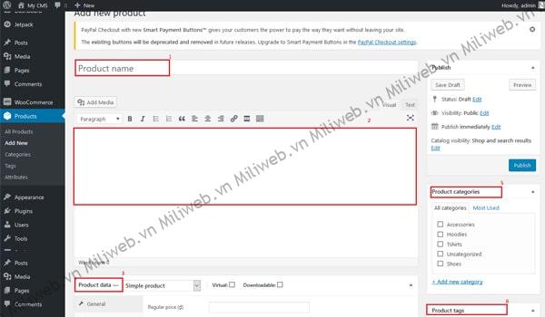 Giao diện điền thông tin sản phẩm trong WooCommerce là gì