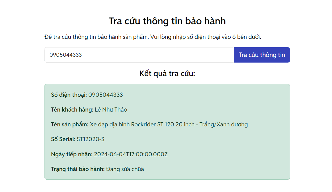 Tra cứu bảo hành