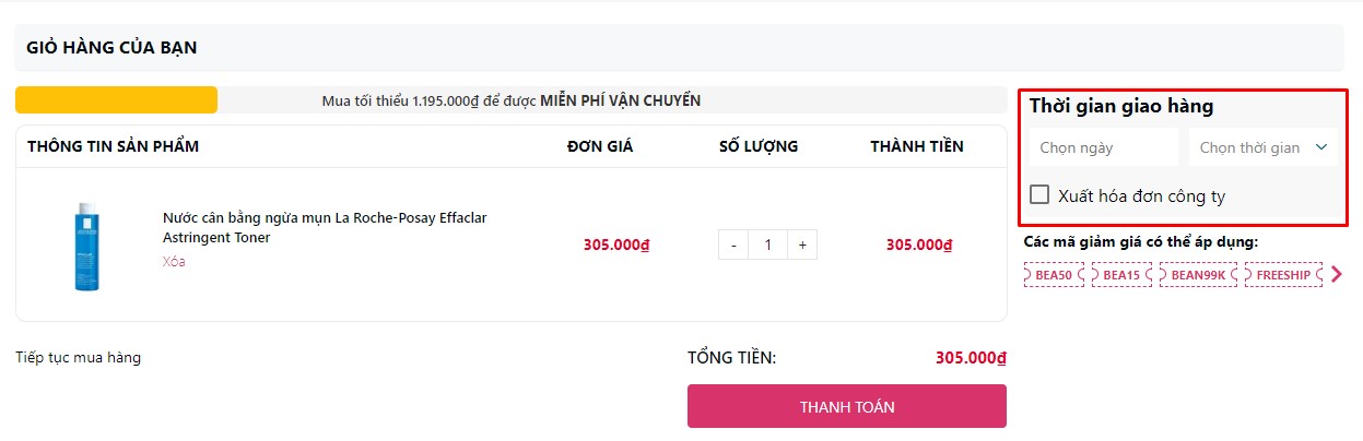 chonngay Thời gian giao hàng
