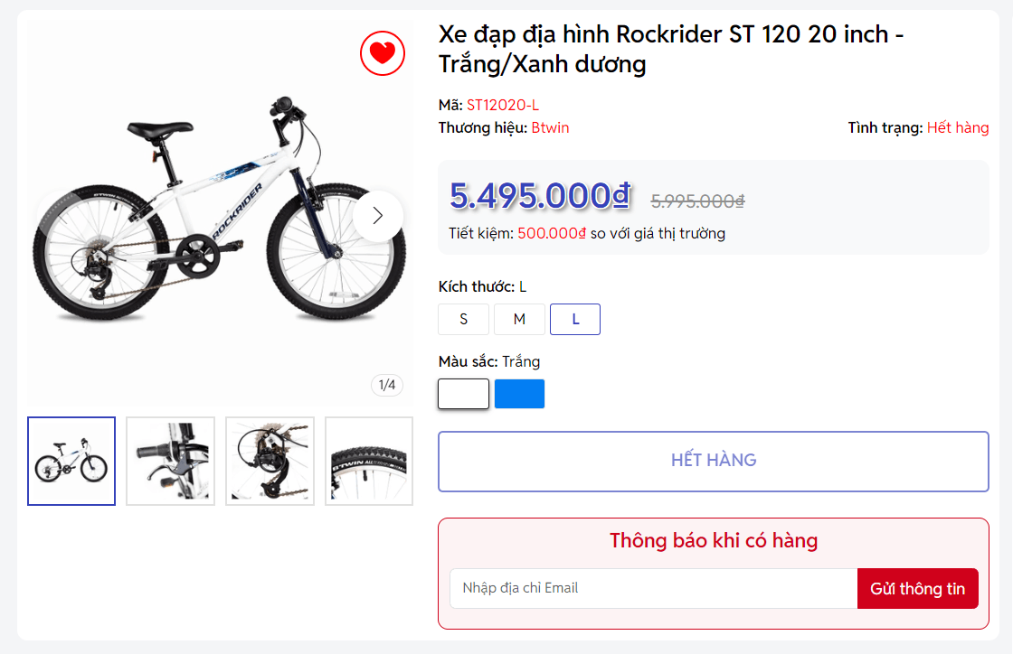 Thông báo khi có hàng