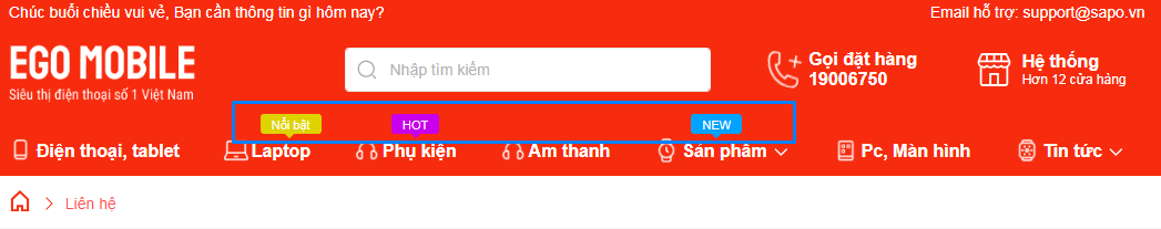 tag cho menu