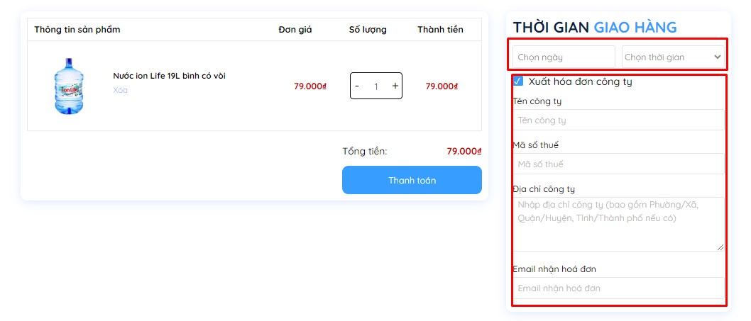 timevat Thời gian giao hàng